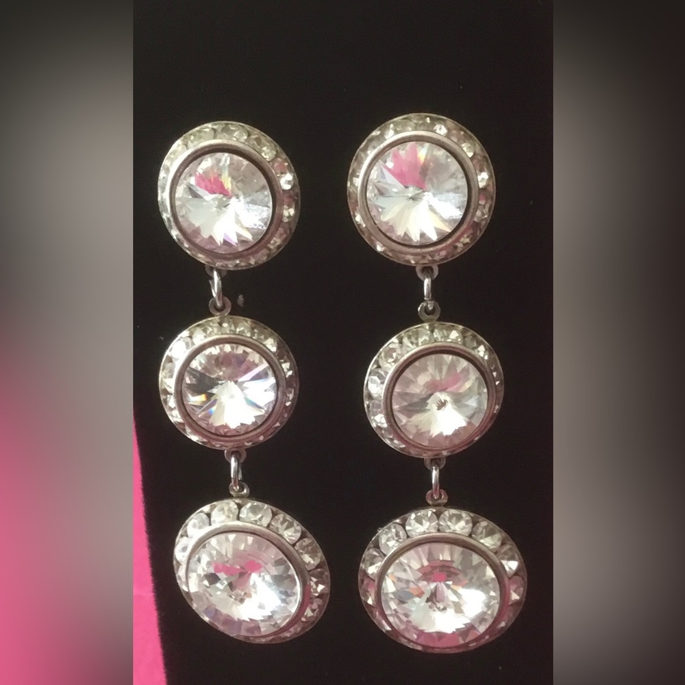 Pair of fun faux rhinestone drop earrings (pierced)